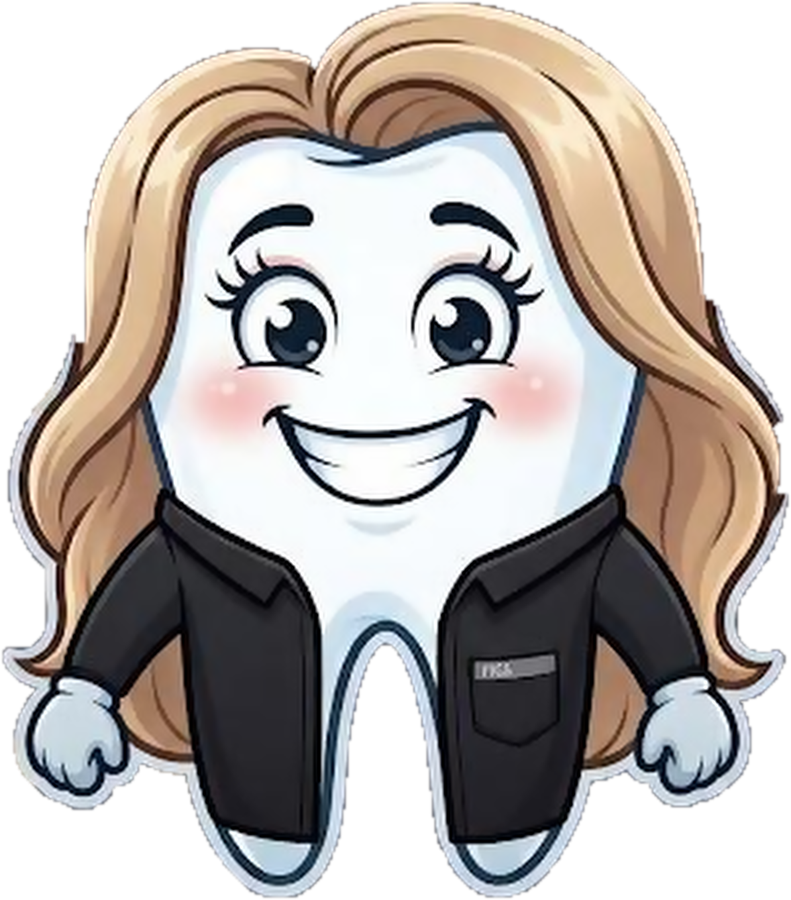 Lorna's ChairTalk avatar: a smiling white molar with long honey-blonde hair, wearing a charcoal blazer